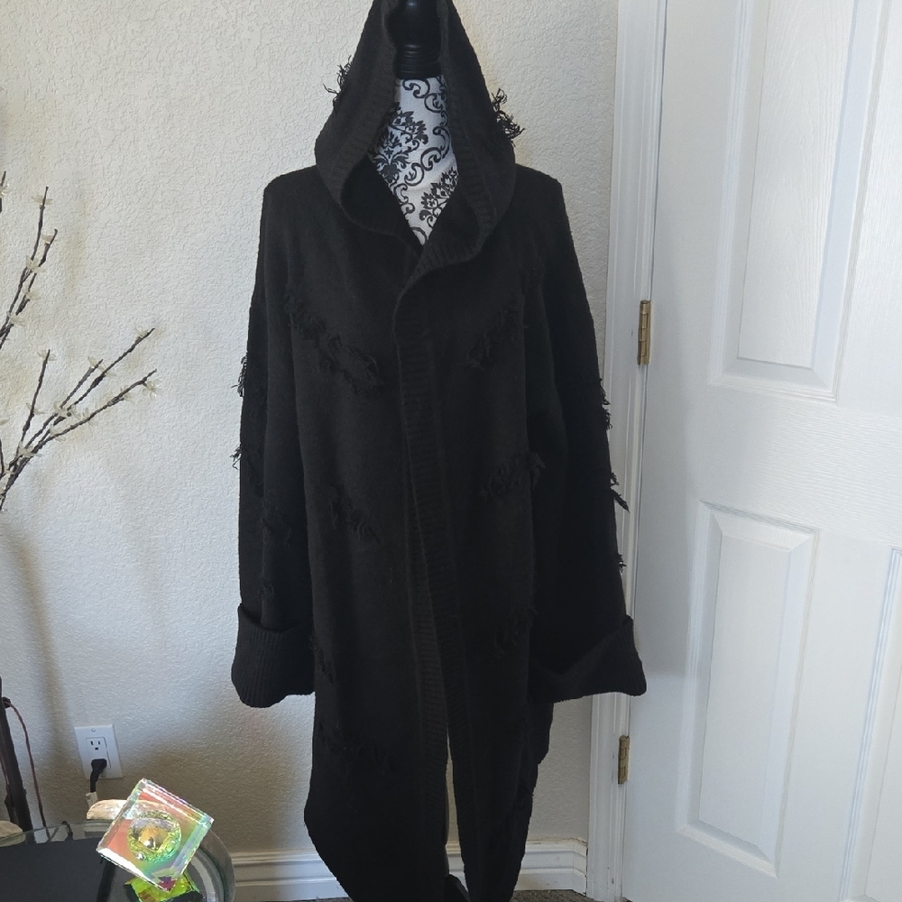 Killstar Black Hooded Shredded Cardigan - Picture 2 of 14